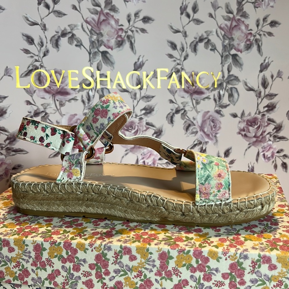 LoveShackFancy x Manebi Floral Leather Espadrille Sandals + box & dust bag. - Picture 5 of 6